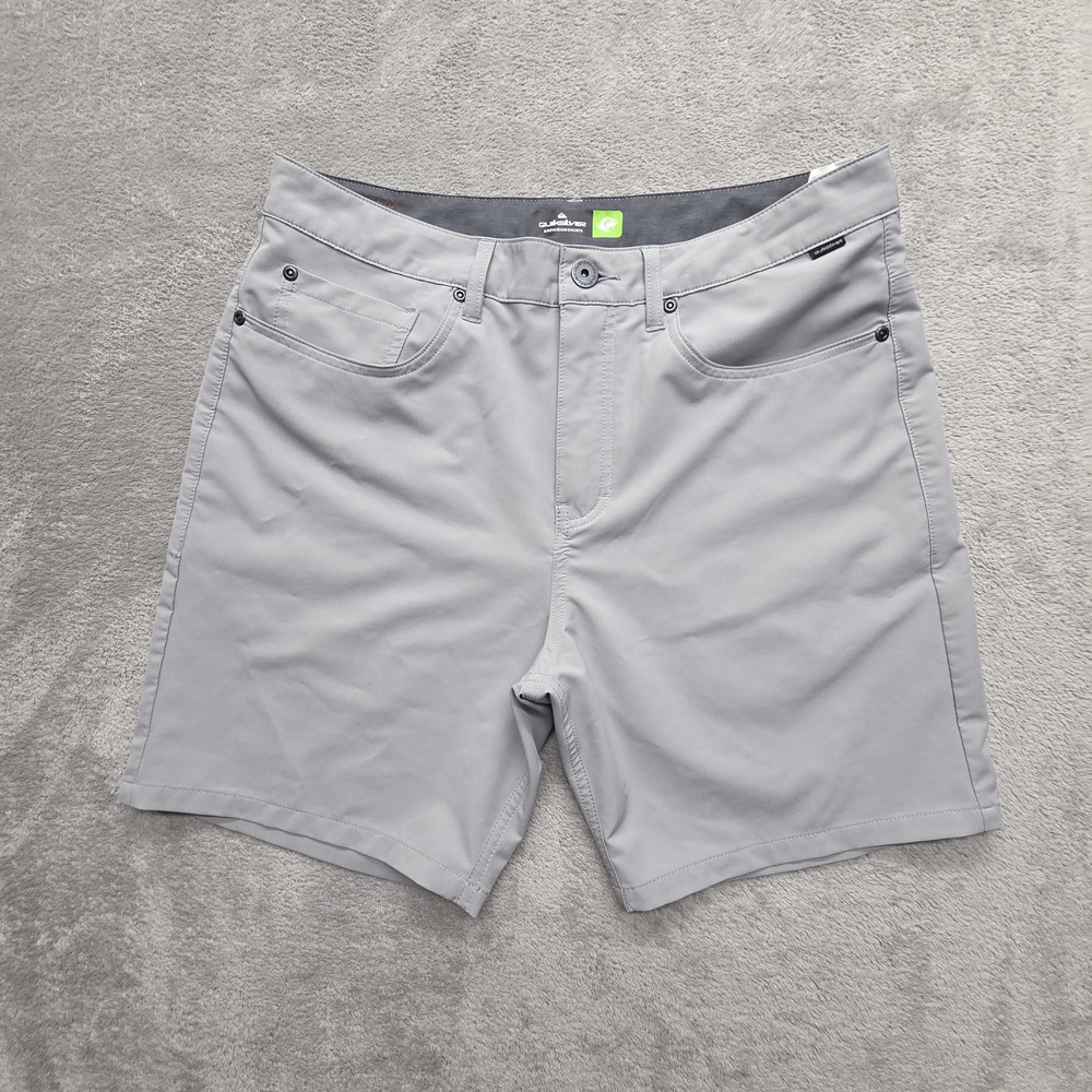 Quiksilver Shorts Mens Measured 34x7 Gray Chino Microfiber Stretch Pockets